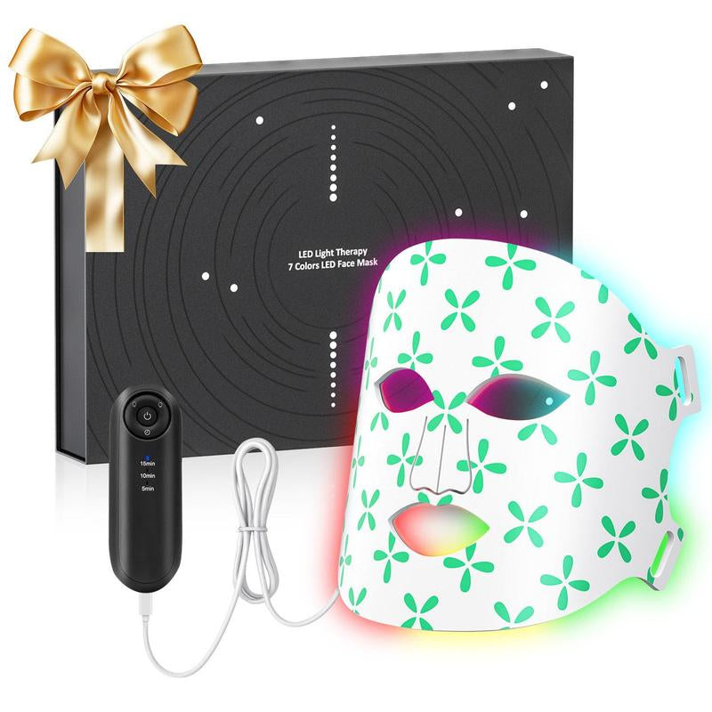 Red Light Therapy, 7 Color LED Light Face Mask, Photon Skin Rejuvenation for Daily Care, Cordless, Rechargeable, Ideal Gift for Women, Summer Gift Skincare Facial