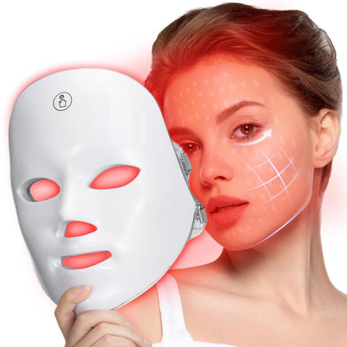 Red Light Therapy, 7 Color LED Light Face Mask, Photon Skin Rejuvenation for Daily Care, Cordless, Rechargeable, Ideal Gift for Women, Summer Gift Skincare Facial