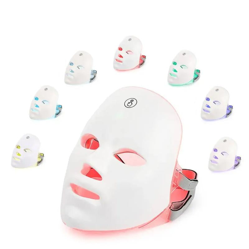 Red Light Therapy, 7 Color LED Light Face Mask, Photon Skin Rejuvenation for Daily Care, Cordless, Rechargeable, Ideal Gift for Women, Summer Gift Skincare Facial