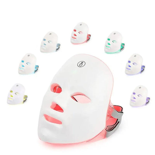 Red Light Therapy, 7 Color LED Light Face Mask, Photon Skin Rejuvenation for Daily Care, Cordless, Rechargeable, Ideal Gift for Women, Summer Gift Skincare Facial