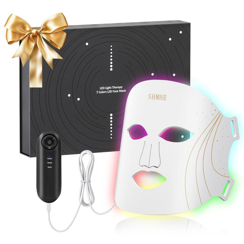 Red Light Therapy, 7 Color LED Light Face Mask, Photon Skin Rejuvenation for Daily Care, Cordless, Rechargeable, Ideal Gift for Women, Summer Gift Skincare Facial